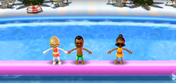 Nelly, Tommy, and Gwen participating in Splash Bash in Wii Party