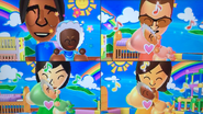 George, Cole, Misaki and Fumiko participating in Cry Babies in Wii Party