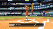 Fumiko batting in Baseball.