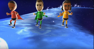 Theo, Rainer, and David participating in Space Brawl in Wii Party