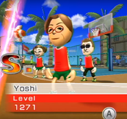 Yoshi and her teammates Midori and Steve in Basketball.