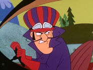 While Dick Dastardly is driving up the mountain, the background changes abruptly between level countryside and mountain face.