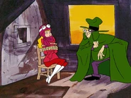 Penelope Pitstop, captured by her nemesis, the Hooded Claw