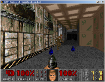 Chocolate Doom corriendo en Windows a 640x480 mediante la corrección de relación de aspecto.