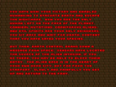 Pantalla de texto al final del nivel.