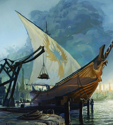Эльфийский корабль, готовый к отплытию в землям Старого Света