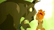Child Goultard fighting a monster