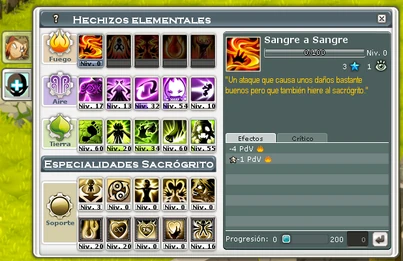 Hechizos de ejemplo (Sacrógito)