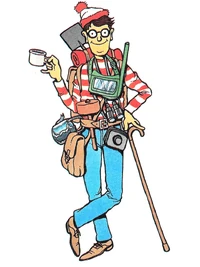 Waldo as he appears in the original Where's Waldo? (1987).