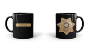 Personalized Sheriff's Badge Black Mug Capacity: 11 oz