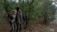 Beth being helped by Daryl walk