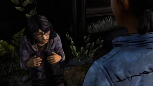 "When he... when he gets here, we should all go back to the cabin. We're safe there