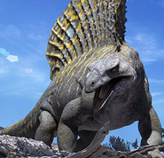 A Edaphosaurus. The full version features another Edaphosaurus and a Seymouria.