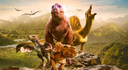 (From left to right) Edmontosaurus, Cryodrakon, Utahraptor, Albertosaurus, Pachyrhinosaurus, and Spinosaurus; all key species in this 2025 series.