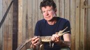 Adam Britton with Gharial