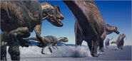 Big Al and his pack vs. a lone Diplodocus