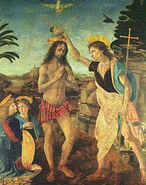 "The Baptism of Christ," one of Verrocchio's most famous paintings, with contributions by da Vinci