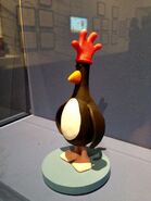 One of Feathers' puppets with his red glove on display at the Magic of Aardman exhibition