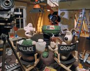 Wallace and Gromit on the set