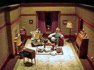 The living room set from A Grand Day Out on display