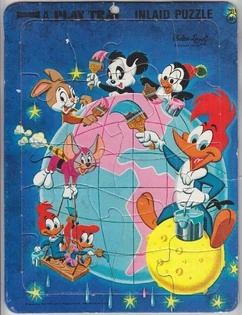 Walter Lantz - Painting The Globe - A Play Tray Inlaid Puzzle - Woody Woodpecker - 0000