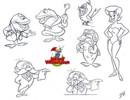 Model sheet of one of the swimsuit women