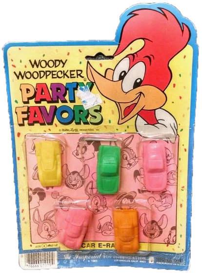 Woody-Woodpecker-Party-Favors-Race-Car-Erasers-MOC