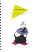 Wally Walrus's early design in a promotional kit for The New Woody Woodpecker Show.