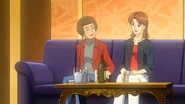 Yumeko Sasaki (left) seen talked with Reina in anime Act 12.