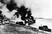 British Landing Craft on Beach at Dieppe