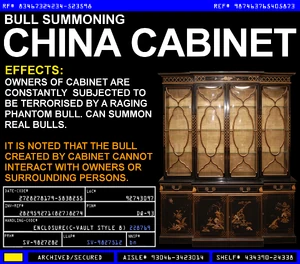 Bull Summoning China Cabinet