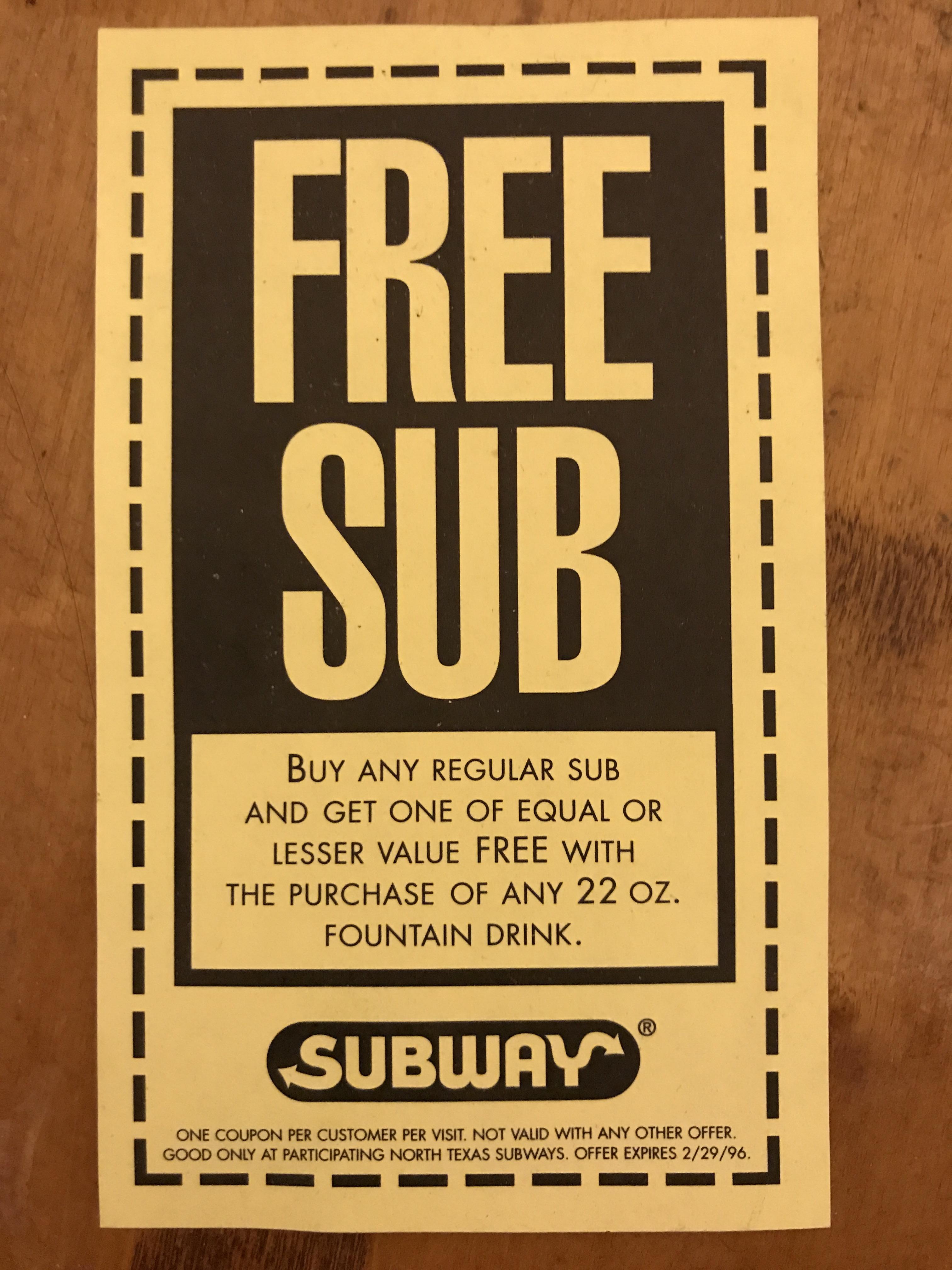 Subway coupon 