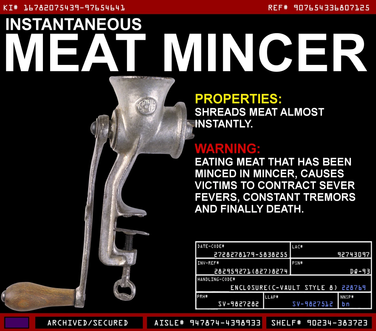 Instantaneous Meat Mincer Warehouse 13 Artifact Database Wiki Fandom