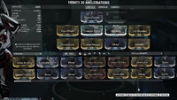 Section Améliorer pour les Warframes.