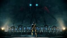 Excalibur faisant face à une armée de  et de  dans la bande-annonce "Tombeau des Sentients".