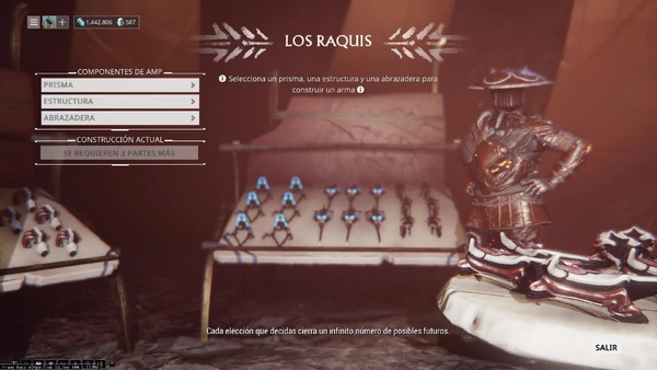 Pestaña de construcción de armas Amp