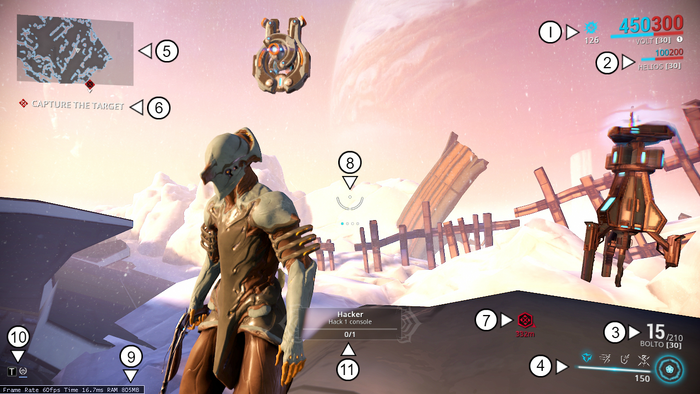 Warframe's HUD.