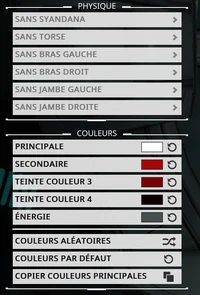 Option Accessoire pour les Warframes