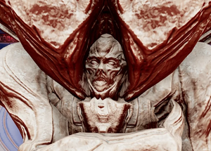 A Crewman's face seen on a Dojo trophy