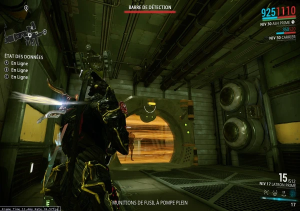 Une Barre de Détection Grineer située en haut de la porte, avec le champ électromagnétique en bas.