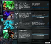 Section Pouvoirs pour les Warframes.