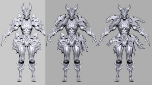 Initial model sculpt with wolfhead alterations