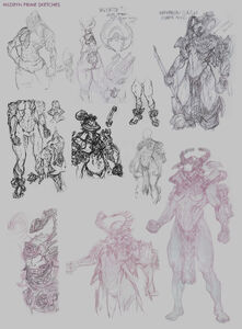 Early sketches for Hildryn Prime.