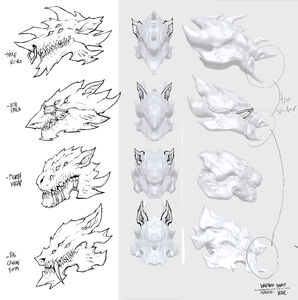 Wolfheads stylized and differentiated with unique details