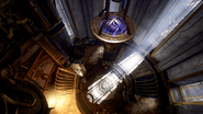 Light peers through a window, illuminating the warm lighting of the Labs. (Captura by Purple Flurp)