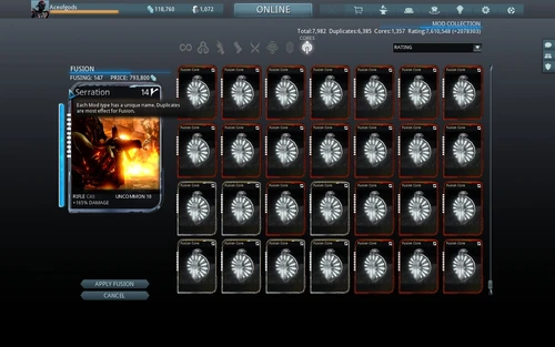 The number of Rare 10 Cores needed to max Serration.