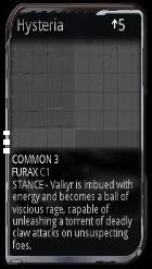 Hysteria mod card as seen through combo menu.