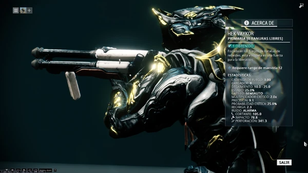 Visual del arma en el Códice.