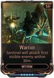  Warrior Sentinel will attack first visible enemy in range. Increasing level increases range. (Replaced by  Assault Mode in Update 24.0 (2018-11-08))