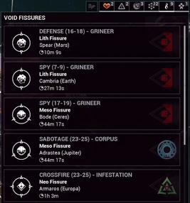 Void Fissure selection